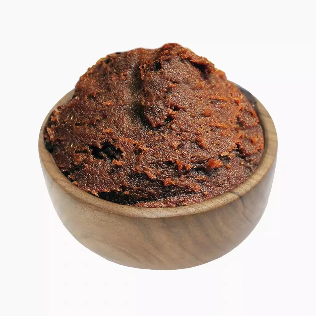 Date paste in a wooden bowl