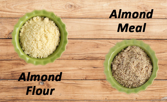 Almond Meal looks whiter and Almond Flour is darker