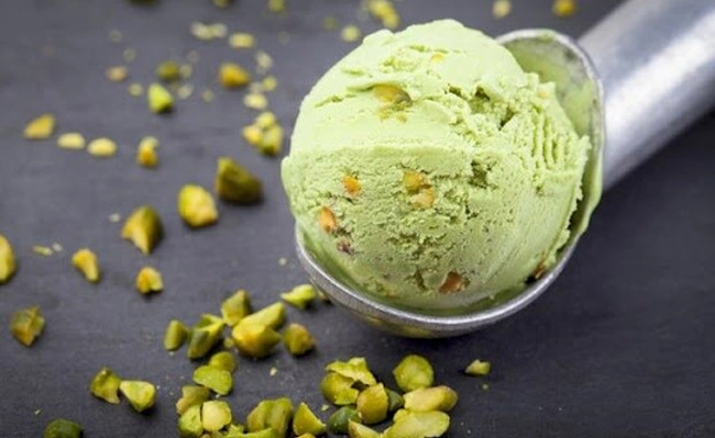 The picture shows pistachio ice cream.