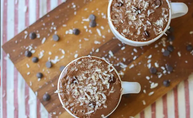 The picture shows hot chocolate with date paste