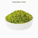 Green chopped pistachios ( 2 - 4 mm granules) from a close view