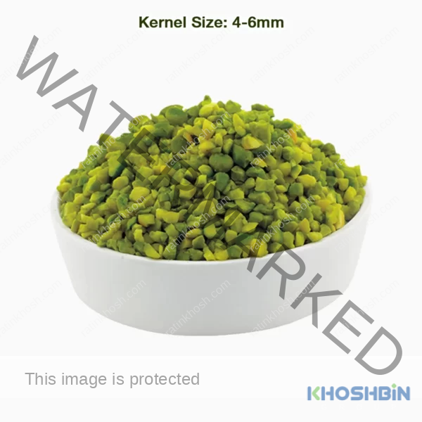 Green chopped pistachios (granules) from a top view