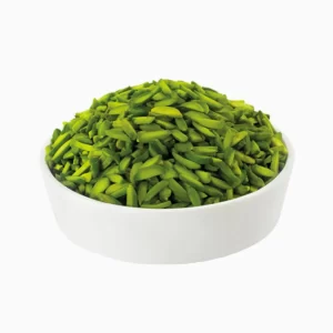 Slivered pistachios in round bowl