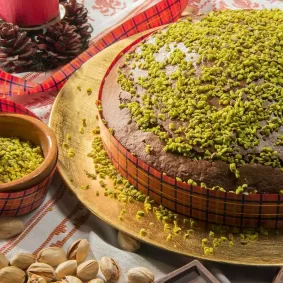 cake with Green Chopped Pistachio